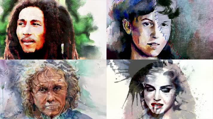 人物肖像变脸美术绘画艺术素材