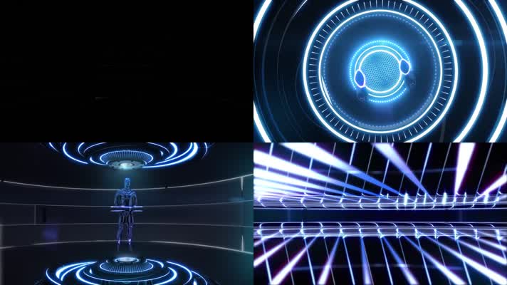 科幻科技平台人物运动服饰