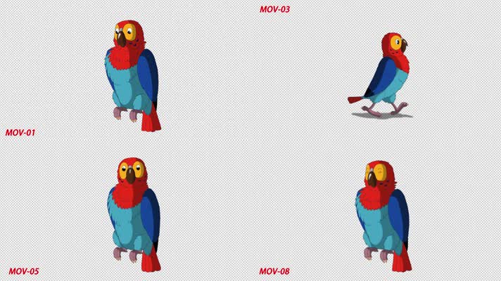 带通道MG卡通动漫卡通红鹦鹉少儿节目动画