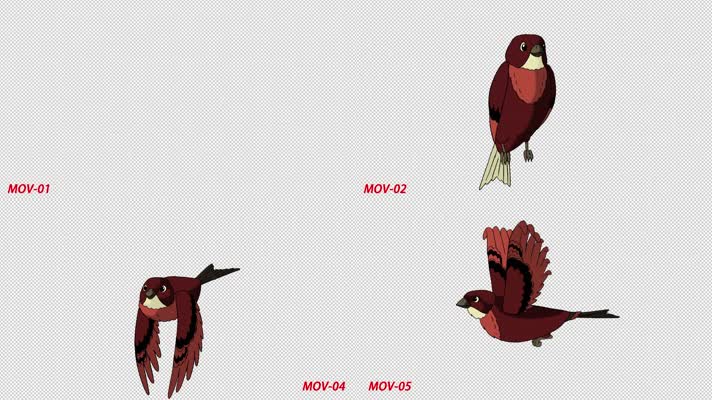 MG动漫卡通麻雀小鸟少儿节目动画元素