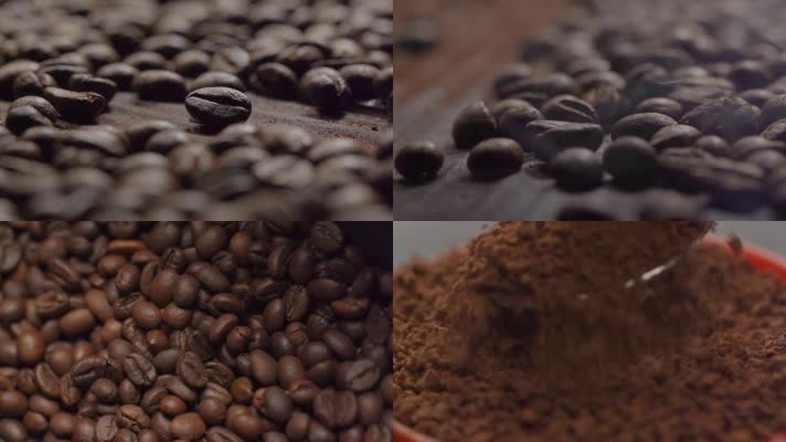 香醇咖啡豆咖啡广告推广细节特写实拍视频