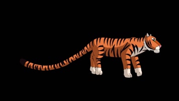 动漫卡通带通道MOV行走的老虎视频素材