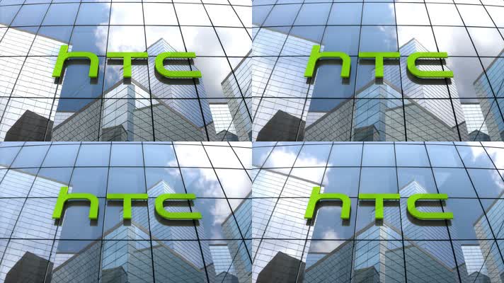 4K超清玻璃幕墙蓝天白云HTC标志logo