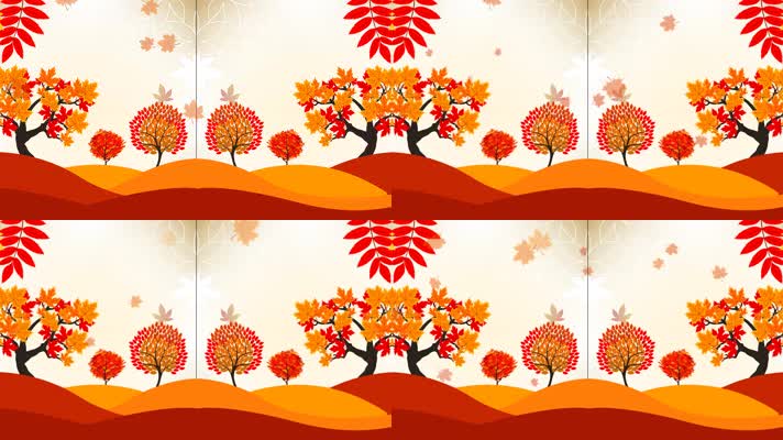 HD高清金秋落叶少儿卡通动态背景