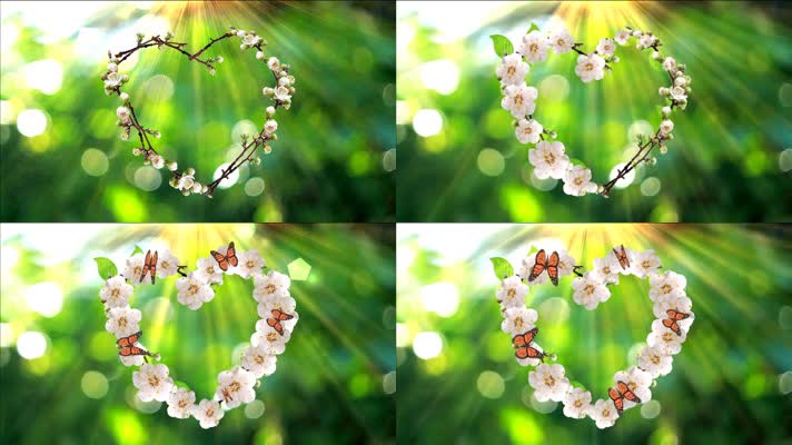 春天的爱心花朵婚庆背景