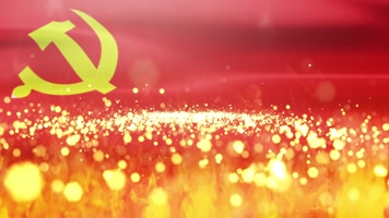 党旗飘扬火焰金色光斑粒子穿梭LED视频