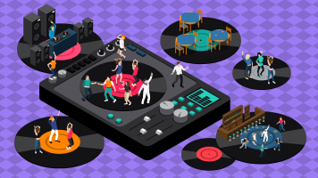 4K超清MG卡通人物卡拉OK跳舞DJ现场