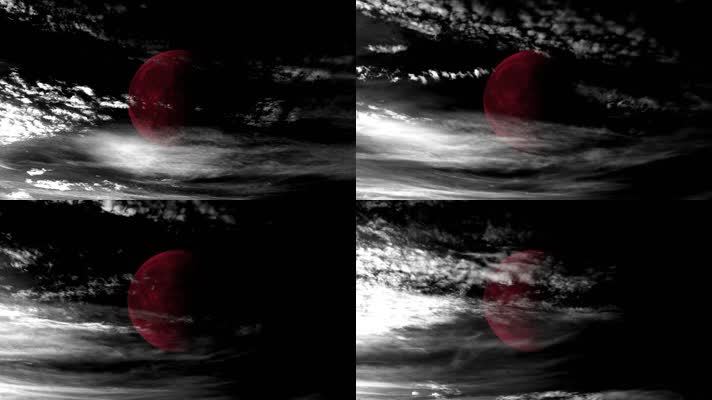 HD高清暗黑月圆之夜恐怖气氛红色月亮背景