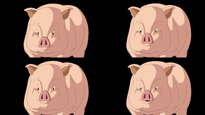 动漫卡通带通道MOV胖猪正面视频素材
