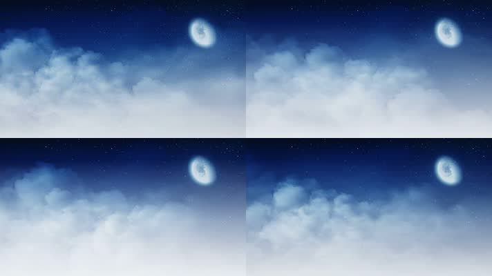 4K超清唯美童话世界云层蓝天月亮动态背景
