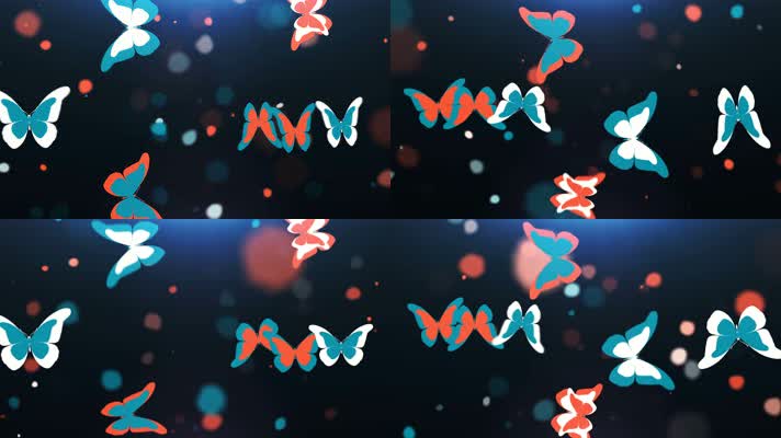 4K超清卡通蝴蝶飞舞抖动旋转动态背景