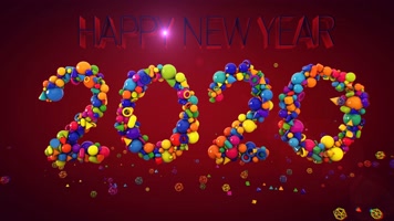 4K超清2020年鼠年新年彩色碎片气球