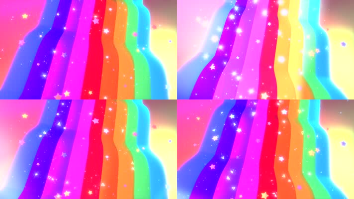 彩虹瀑布和星星背景