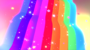 彩虹瀑布和星星背景