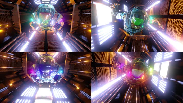 科幻太空人穿越隧道