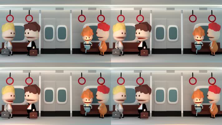 卡通小人地铁交流动画