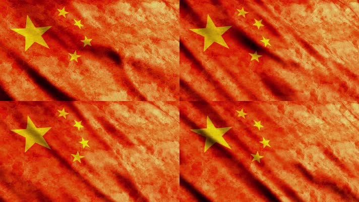 4K超清革命历史沧桑五星红旗动态视频