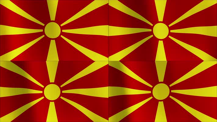 马其顿 国旗飘扬 国旗波浪状飘扬  