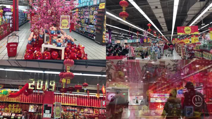 4k春节超市喜庆内景