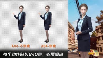 3D卡通人物新闻商务女主持人发言人解说