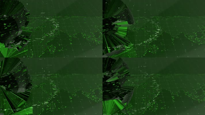 绿色3d地球旋转动画背景