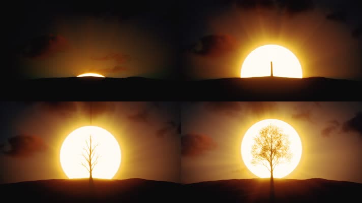 日出树木生长舞台表演视频