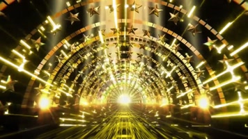 金色粒子光线光效五角星LED舞台背景