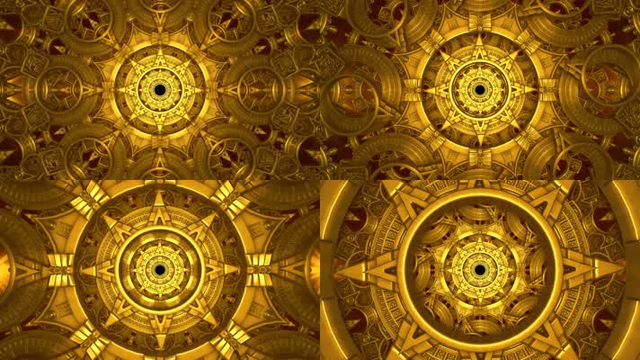 金色机械隧道动画背景