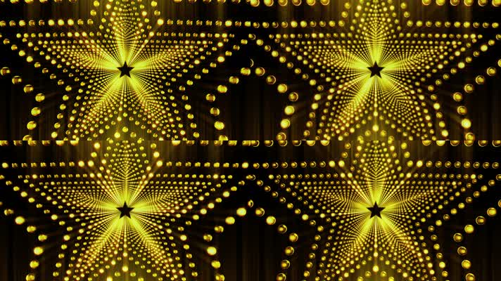 金色发光五角星隧道动画