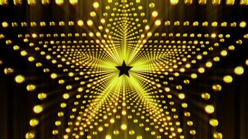 金色发光五角星隧道动画