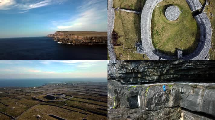 航拍爱尔兰古代遗址风景