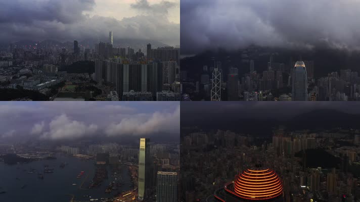航拍香港繁华城市建筑风景
