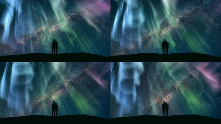 情侣 仰望星空 梦幻星辰  