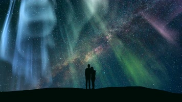 情侣 仰望星空 梦幻星辰  