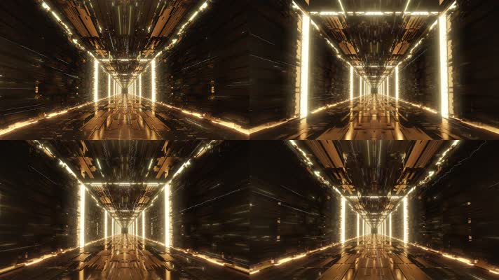 4K金色光线隧道