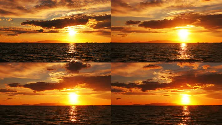 金色大海 大海日出 夕阳 实拍海滩  