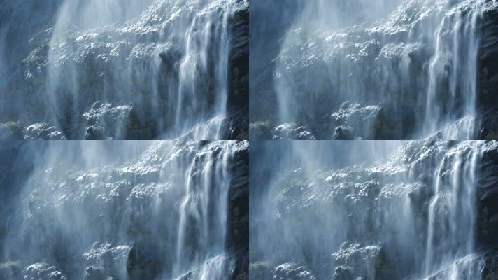大瀑布 水流特写 慢镜头 