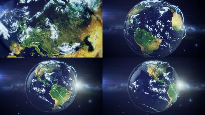 宇宙蔚蓝星球地理位置光线连接