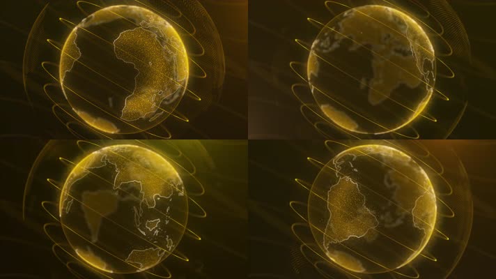 【4K】金色地球旋转