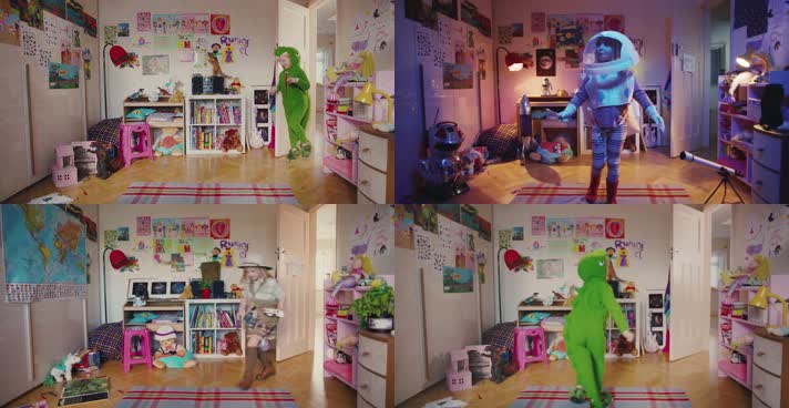 可爱调皮小女孩在家各种搞怪装扮