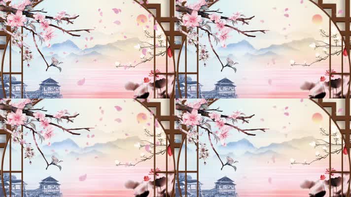 梅花中国风水墨背景循环