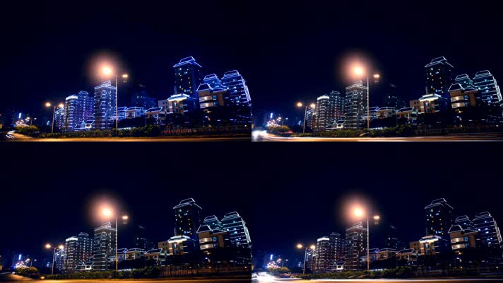 实拍夜晚城市车流延时摄影