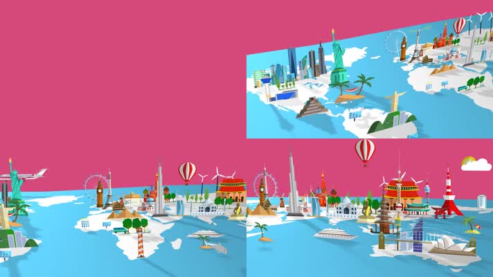 【4K】世界地图旅行MG动画02