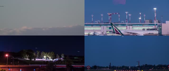 4K航拍繁忙的机场停机坪机场昼夜延时