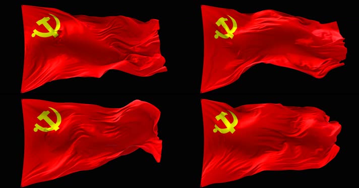 4K党旗带通道循环素材