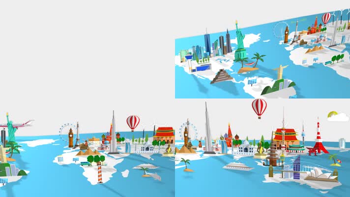 【4K】世界地图旅行MG动画01