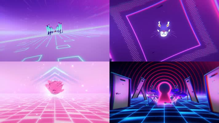 创意几何夜店LED背景素材