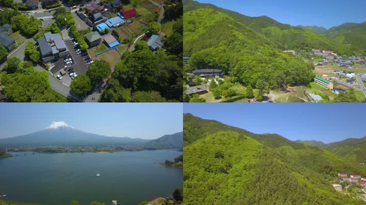 新绿河口湖富士山美景