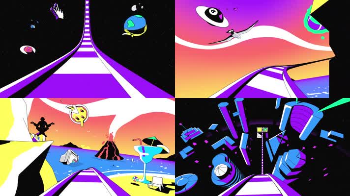 创意夜店几何LED背景素材