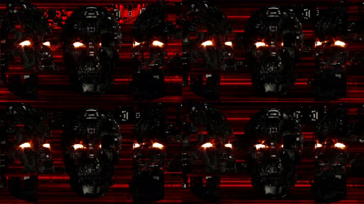 【4K】科技感黑色骷髅动感背景